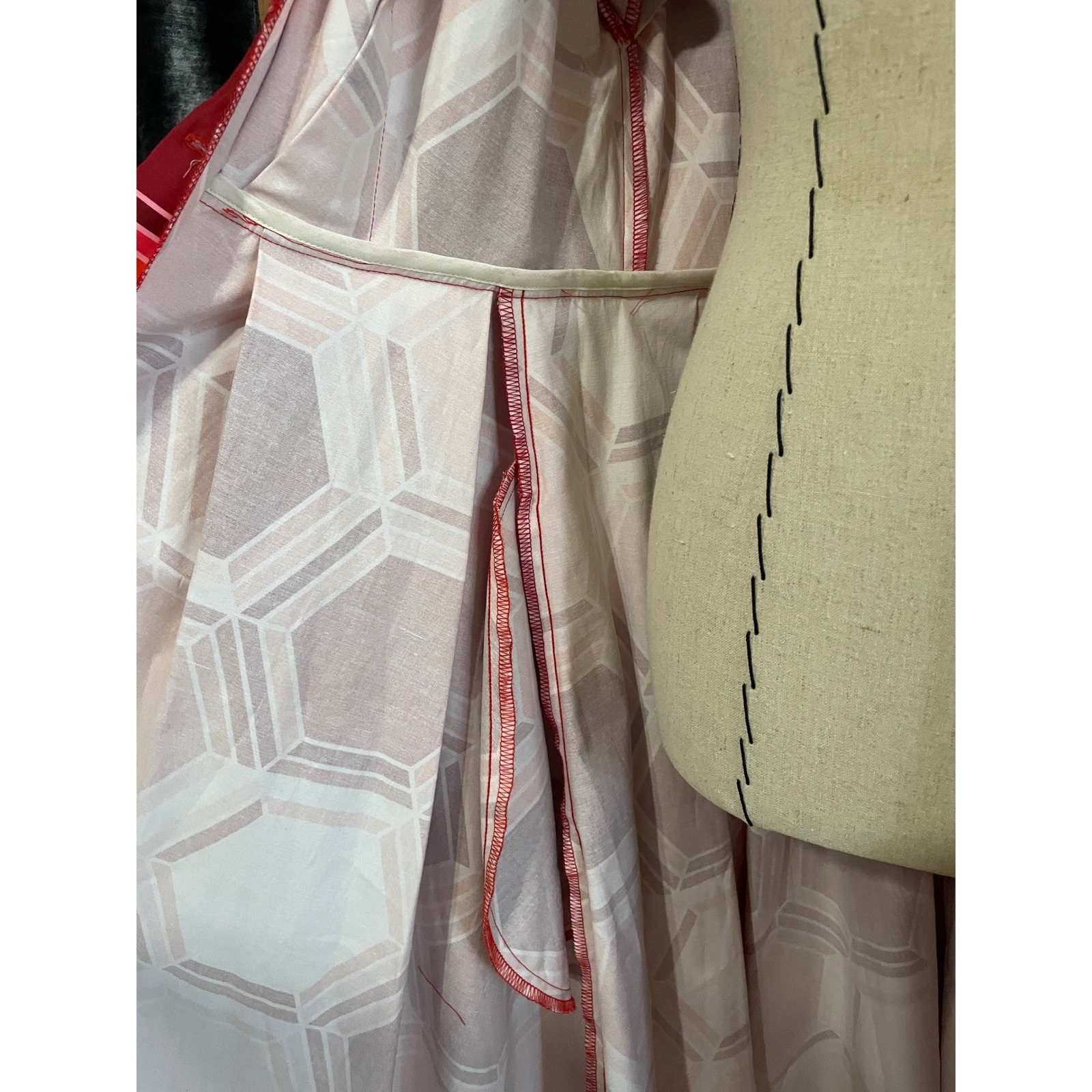 Nwt Lesley Evers Grace 50s Style Fit Flare Handmade Dress Honeycomb Red — image 7 of 8